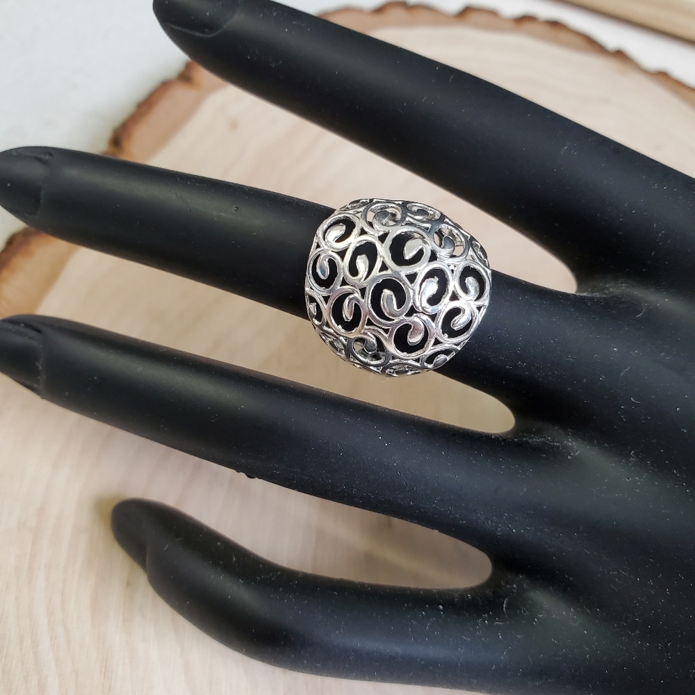Sterling Silver 925 Puffed Snake Ring